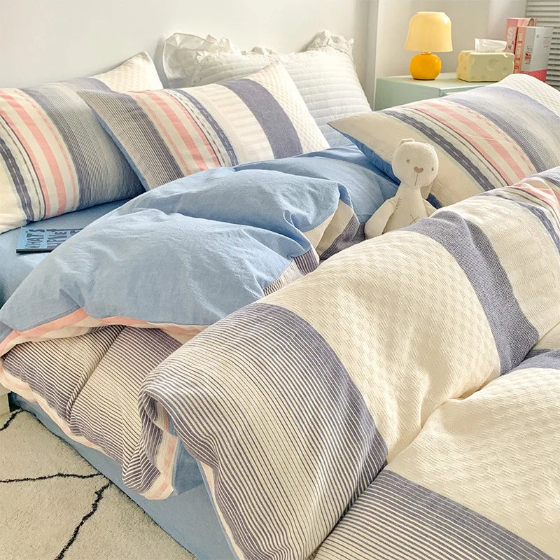 Cyflymder  Class A 60S Pure Cotton Bedding Sets Jacquard Cotton Skin Friendly Comforter Set Girl Style Duvet Cover Set for Queen King Size