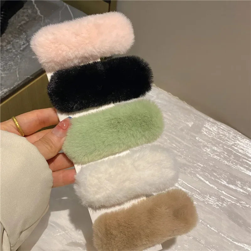 Cyflymder Winter Plush Cute Hair Clip Grasping Lamb Children's Broken Hair Pin Clip Headwear Hair Accessories for Girls  Korean Style