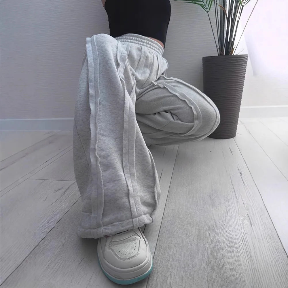 Cyflymder  American affixed cloth leisure loose fall and winter sports bar a wind restoring ancient ways street hip-hop y2k female trousers