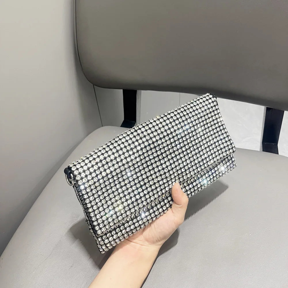 Cyflymder  iny Diamond Crossbody Women's Handbag  Dinner Bag Chain Mobile Phone Bag Alloy Handbag Clutch for Evening Par