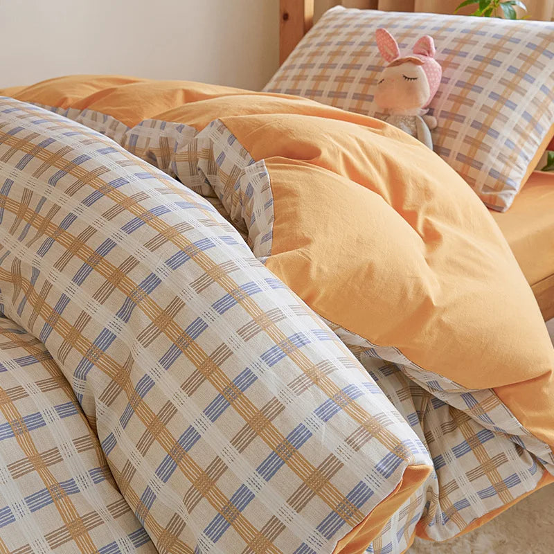 Cyflymder Pure Cotton Bed Sets for Student Dormitory 4Pcs New Cartoon Printed Skin-Friendly Bedding Sets High-Quality Single Bedclothes