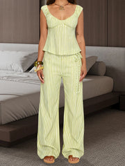 Cyflymder  Women s 2-Piece Outfit Floral Print Off-Shoulder Top with High Waist Wide Leg Pants Set for Summer Beachwear