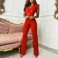 Cyflymder  New Slim Fit Double Breasted Suit Collar Svel Lady's Overall Long Pants Low Waist ort Pants Women's Rer