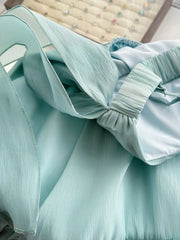 Cyflymder   Japanese Sweet Mint Green Chiffon Mini Dress Women Fairycore Strap Bow Ruffle Dresses New Fashion Cute Princess Clothing