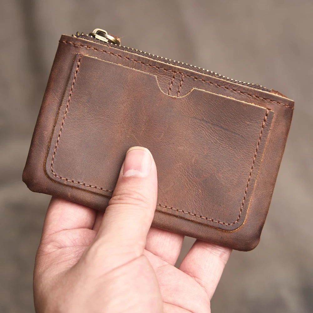 Cyflymder Genuine Leather Coin Purse for Men Women Mini Zipper Wallet Small Money Pocket Bag Female Money Wallets Men Card Holder