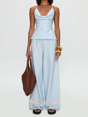 Cyflymder  Women s 2 Piece Casual Outfits Sleeveless Floral Print Crop Tops High Waist Wide Leg Pants Set Boho Chic Summer Fashion