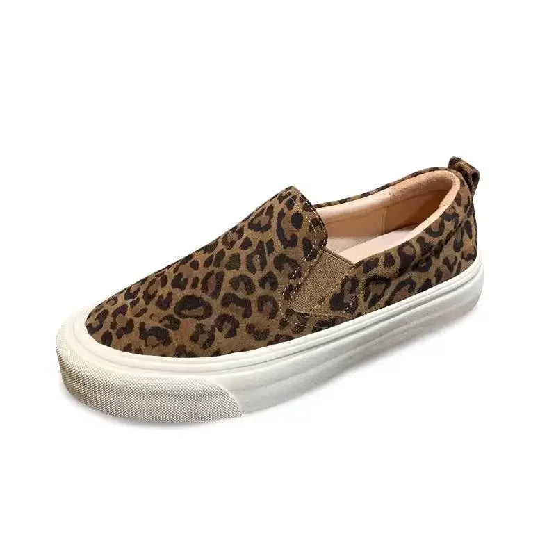 Cyflymder   Leopard Print Slip on Women's Canvas Shoes Summer Casual High on Platform Ladies Footwear New Fashion Vulcanized Shoe Sale
