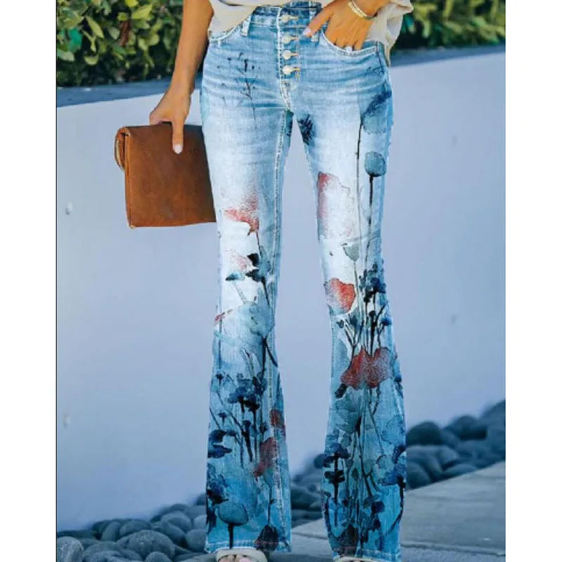 Cyflymder  New Arrival European American Plus Size Women Casual Pants Floral Print Thin Long Trousers Fashion Comfortable Loose Fit Summer