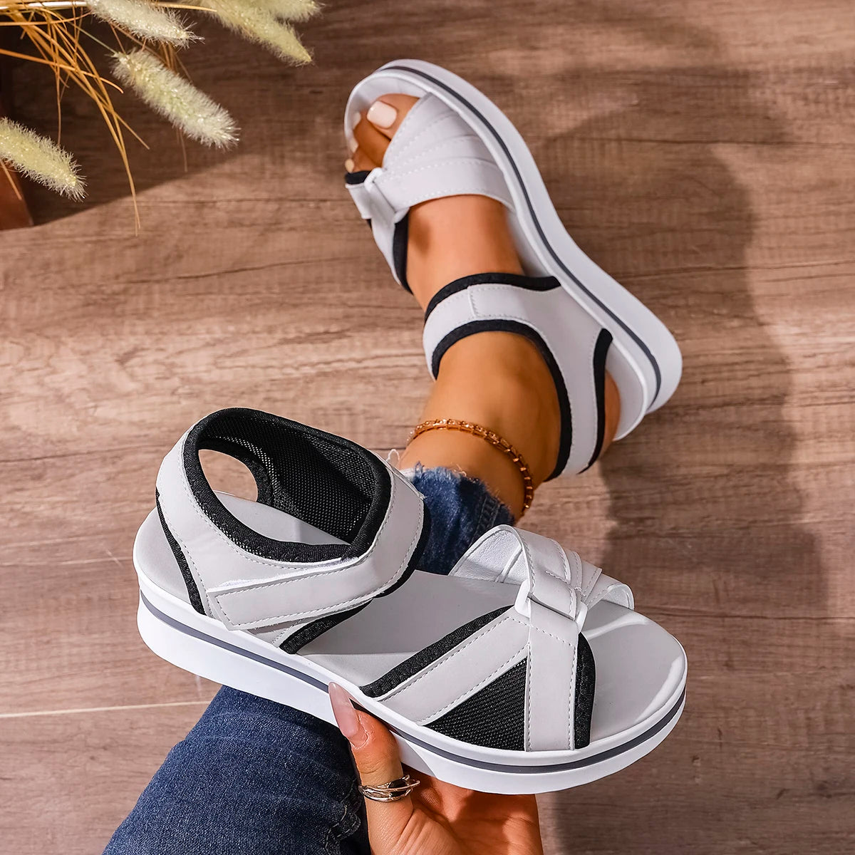Cyflymder Fashion Women Shoes Sandals Wedge Shoes Woman Casual Women's Sandals Party Retro Sandal Women Female Footwear