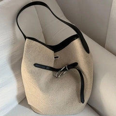 Cyflymder   Fashion Linen Canvas Bucket Bag Women Large Capacity High Quality Fabric Handbag Ladies Casual Versatile Commuter Crossbody Bags