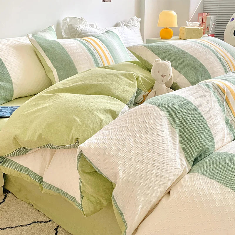 Cyflymder  Class A 60S Pure Cotton Bedding Sets Jacquard Cotton Skin Friendly Comforter Set Girl Style Duvet Cover Set for Queen King Size