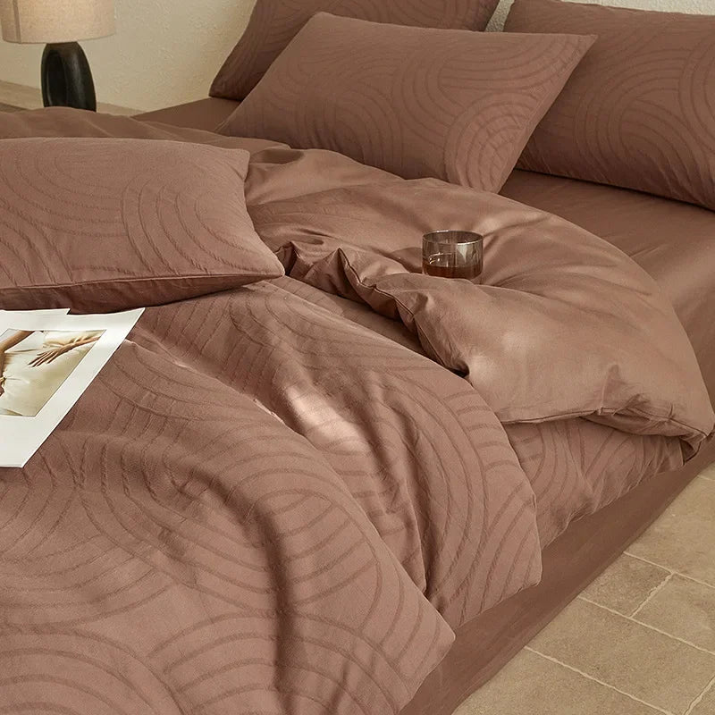 Cyflymder  Light Luxury Soft Thick 100% Cotton Flat Sheet Sets Satin Jacquard Silky Bedding Set for Seasons Single Double Bed Comfort Set