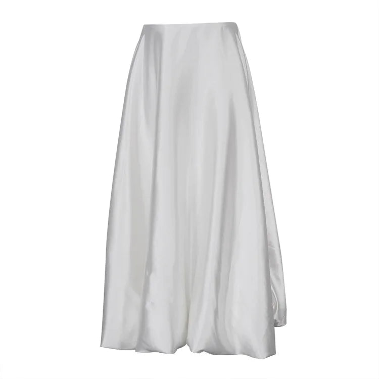 Cyflymder  White Long Skirt Women Summer 2025 New Fashion Casual Simple Loose Fluffy Skirts High Waisted A-Line Elegant Party Evening Skirt
