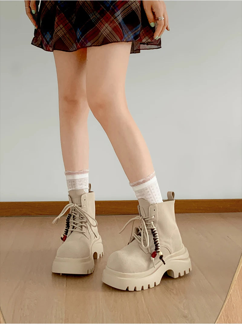 Cyflymder  British style Height Increase  Women Ankle Boots Fashion Non Slip Ladies Platform Mordern Booties