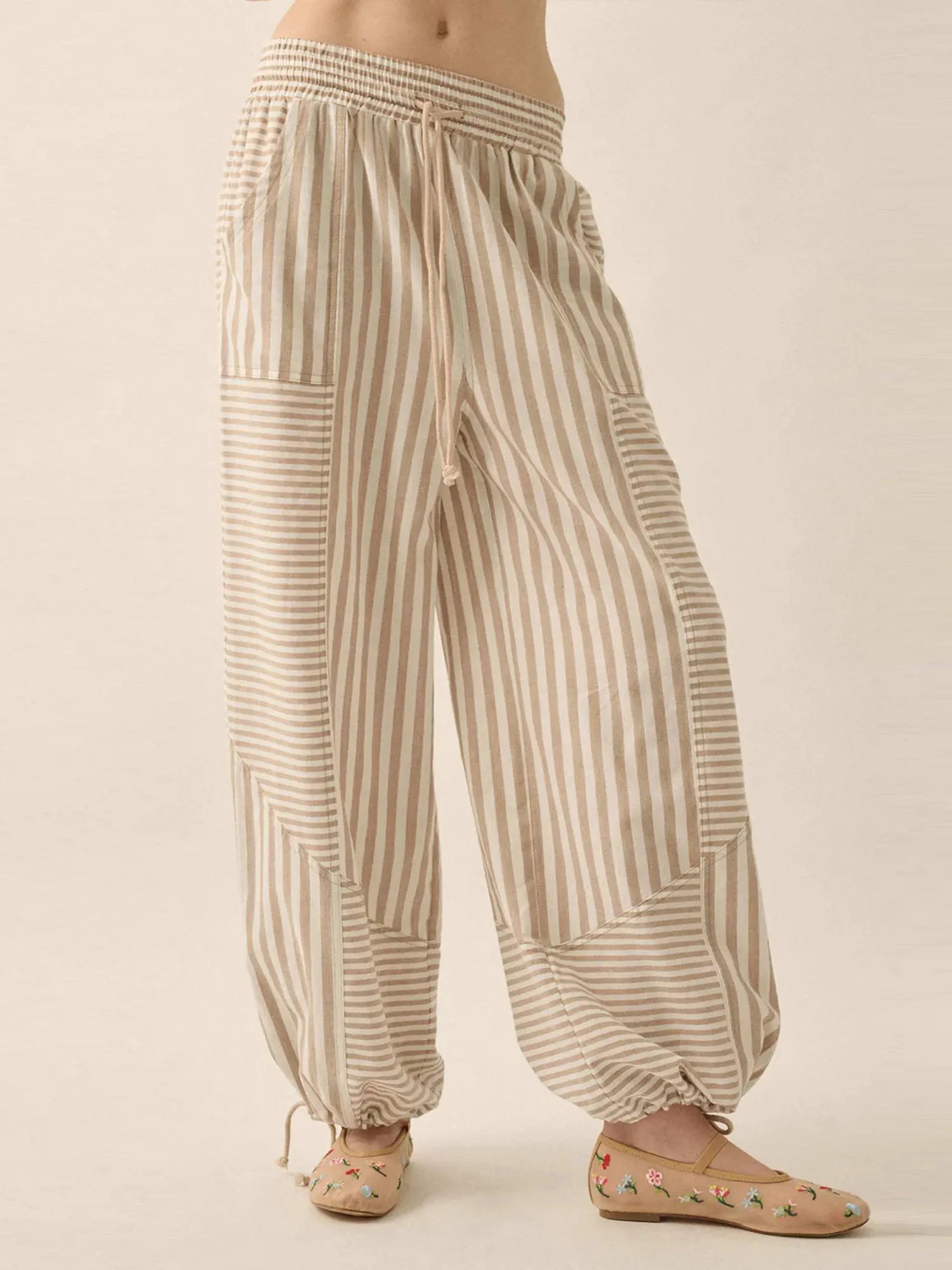 Cyflymder  Women s Floral Print High Waisted Palazzo Pants Lightweight Elastic Waist Wide Leg Trousers for Summer Beach Vacation