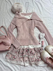 Cyflymder  Cute Daily Sweater Casual Woman Sweet Y2K Harajuku Fashion Vintage Girl Cardigan Hot Classic Chic Knitwear Pink Maiden Clothing