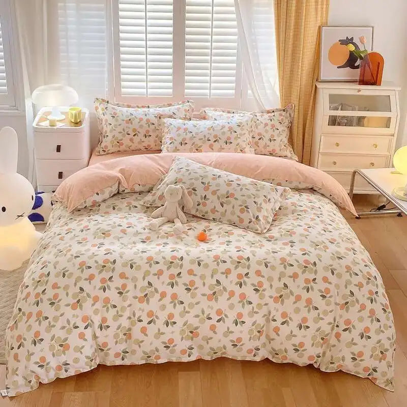 Cyflymder  New Cotton Duvet Cover, Long Staple Cotton Bed Sheet, Thickened And Brushed Four Piece Set, Student Dormitory Three Piece Set