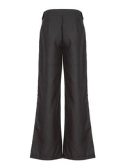 Cyflymder  Korean Fashion Y2K Striped Suit Pants Button Up Loose Flared Trousers Women's 2000S Vintage Casual Basic Streetwear Pants