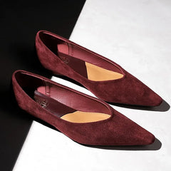 Cyflymder  New Ladies' Wedge Suede Low Heeled Women's Shoes Non-Slip Comfort Ladies Large Size 43 Pointed Low Heeled
