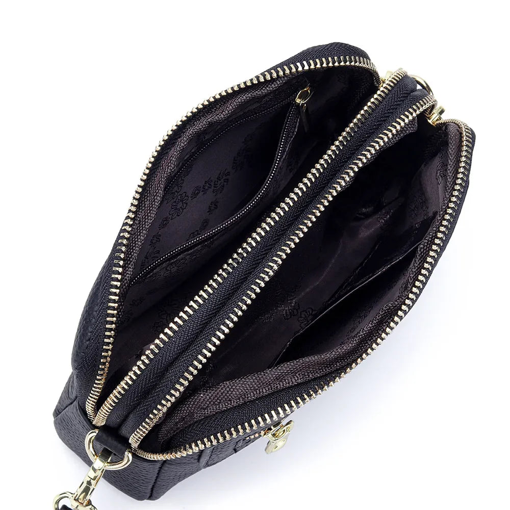 Cyflymder  Genuine Leather ladies Clutch wallet Wrist purse Cowhide Women Shoulder Bag Fashion Crossbody Bag for ladies Cell phone bag