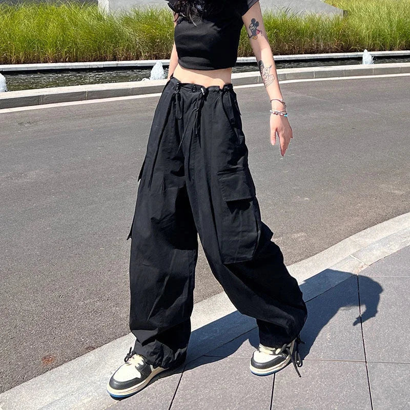 Cyflymder  Y2K Cargo Pants Women Oversized Wide Leg Sweatpants Streetwear High Waist Baggy Joggers Harajuku Hip Hop Casual Sports Trousers