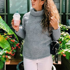 Cyflymder  Women Thickened Warm Padded Sweatshirt Autumn Winter Daily Casual Long Sleeve Turtleneck Hoodie Korean Female Pullover Outerwear