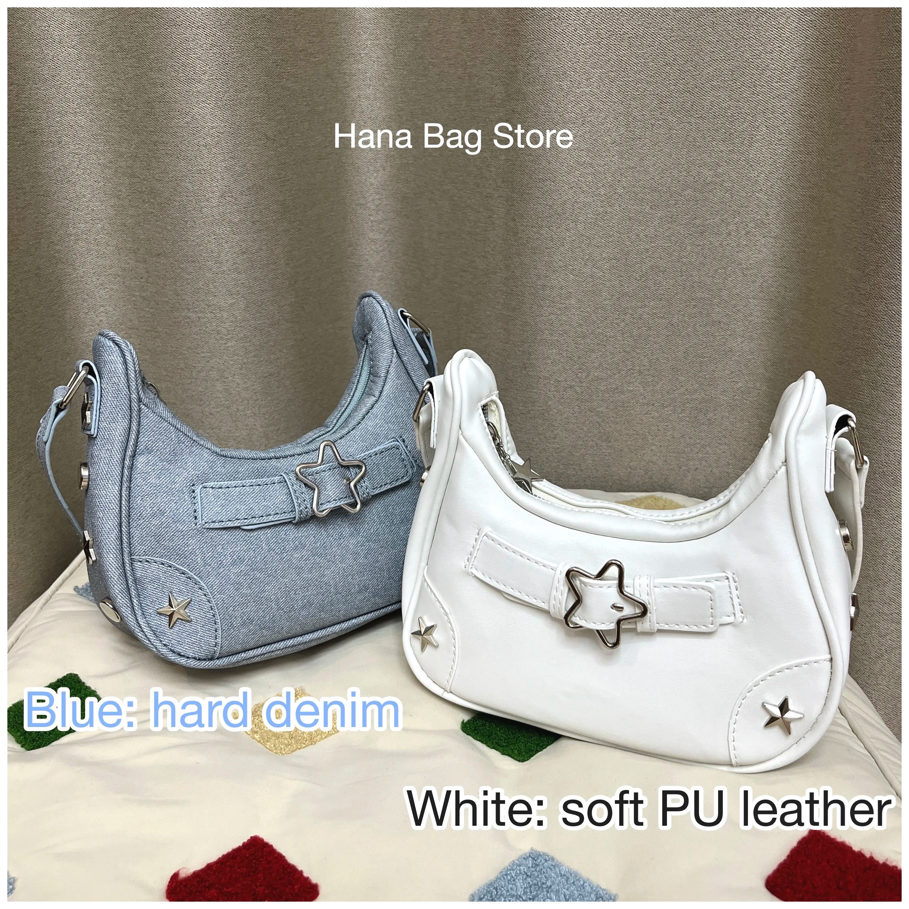 Cyflymder Vintage Star Handbags for Women Fashion Hobos Shoulder Underarm Bag Ladies Clutch Pu Leather Female Armpit Purses Y2k Cool Bag