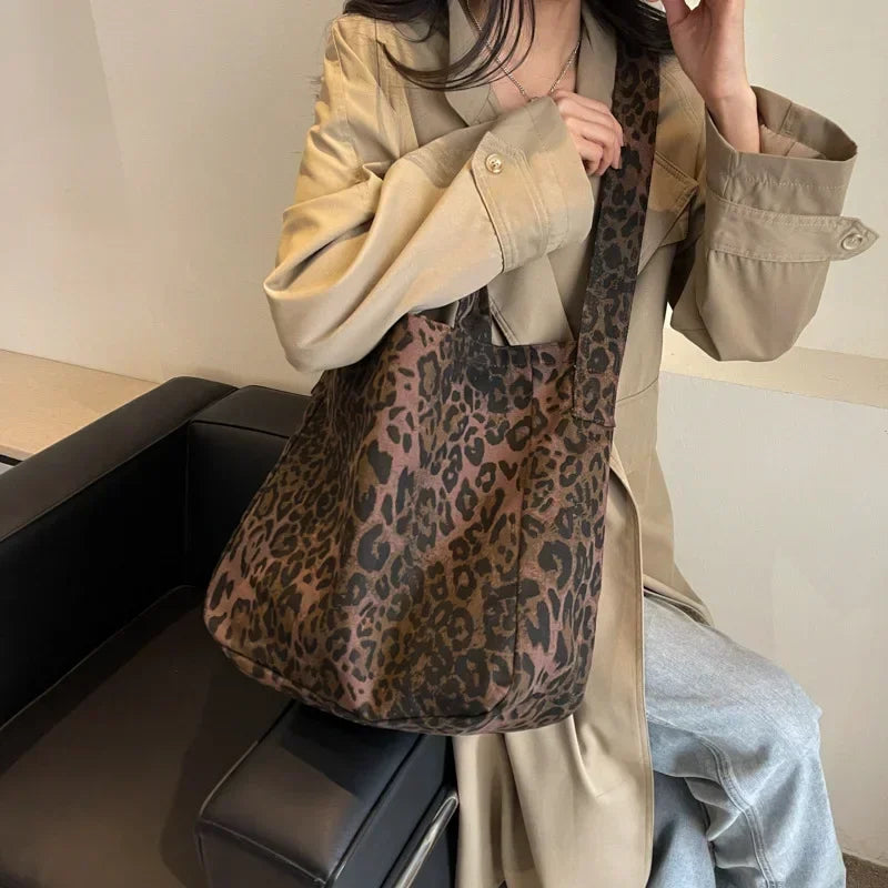 Cyflymder Leopard Design Korean Fashion Big Crossbody Bags for Women Travel Handbag Lady Shopper Shopping Shoulder Bag Bolsa Feminina