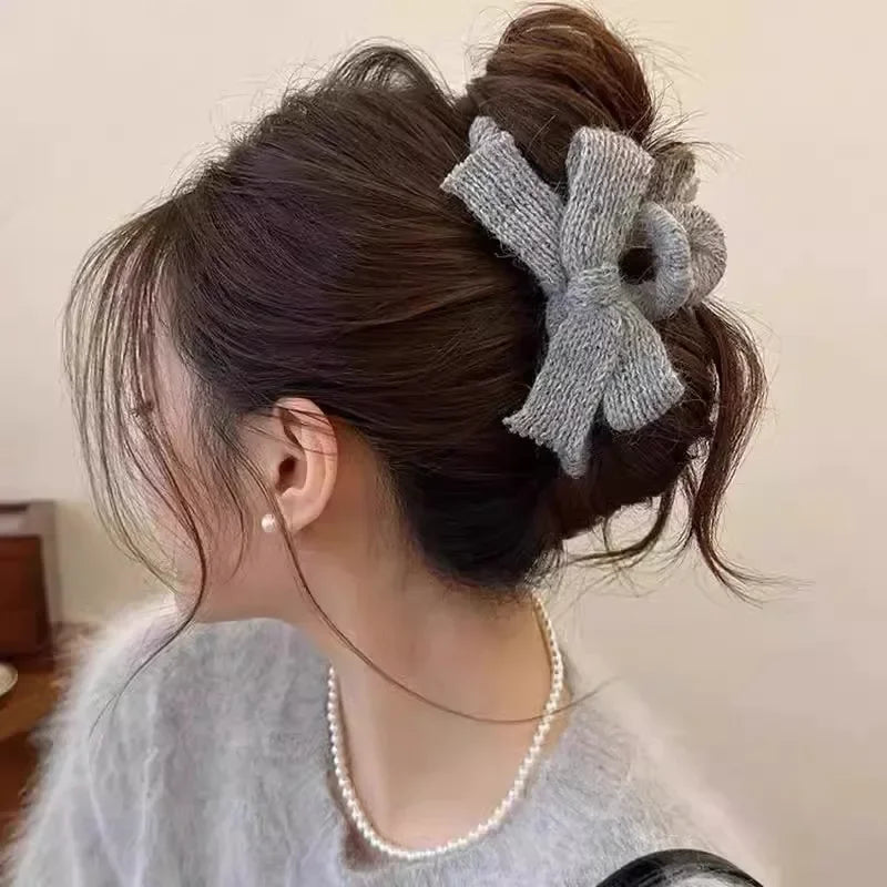 Cyflymder Autumn and Winter Plush Bow Grab Clip  Wool Claw Clip Accesorios Para El Cabello  Крабик Для Волос  Hair Accessories for Women