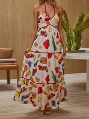 Cyflymder  Elegant Floral Print Off Shoulder Maxi Dress with Ruffle Hem and Smocked Back for Women s Summer Fashion