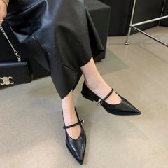 Cyflymder Spring Autumn Pointed Toe Women Pumps Fashion Shallow Low Heel Shoes Ladies Street Style Mary Jane Shoes