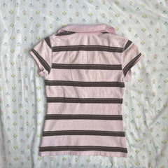 Cyflymder  Stripes Maiden Chic Vintage Sweet Clothing Y2K Elegant Woman T-shirts Cute Slim Aesthetic Polo Tops Classic Harajuku Fashion Tee