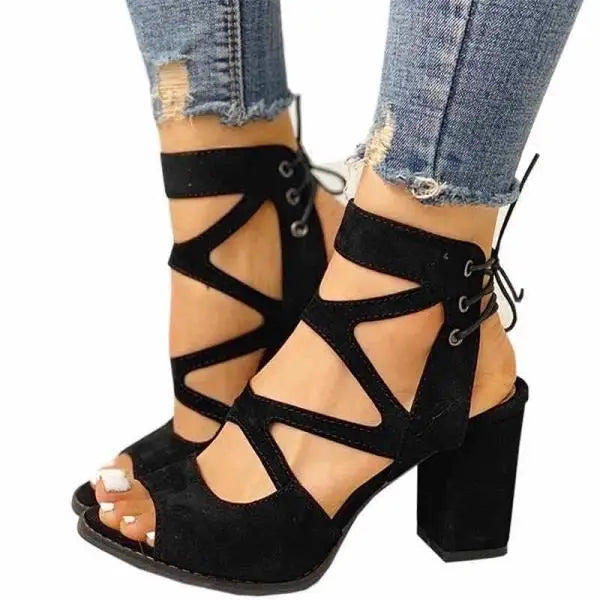 Cyflymder  Sandals Shoes Open Toe Block Heels Med Large Size Suit Female Beige New Peep Velvet Chunky Medium Rhinestone Big Comfort Se