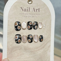Cyflymder  10Pcs Cat Eye Handmade Press on Nails Flower Pattern Fake Nails Wearable Stick-on Nail False Nails Накладные Ногти Uñas Postizas