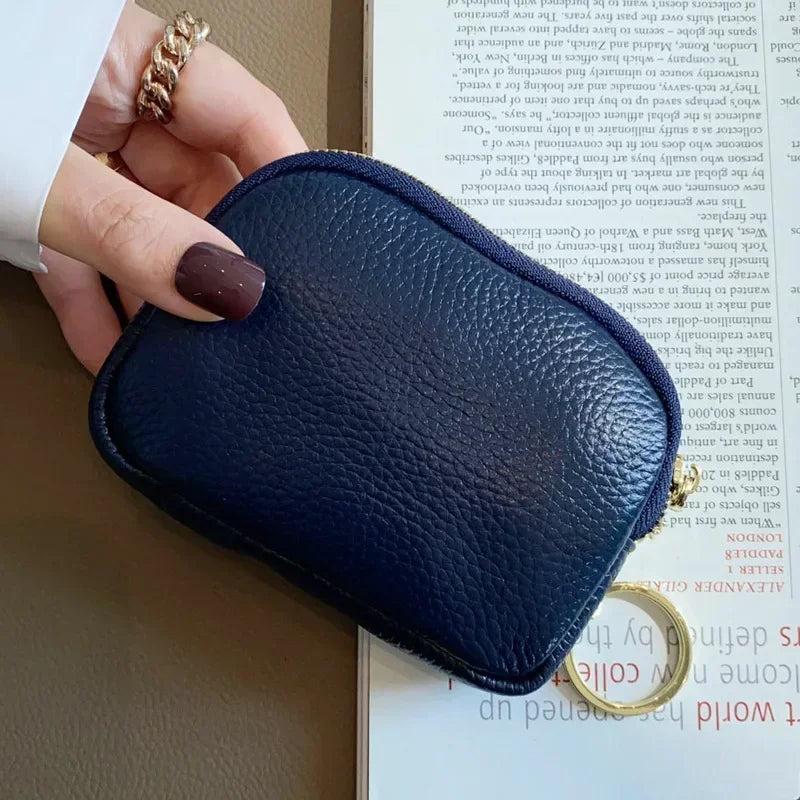 Cyflymder Fashion Genuine Leather Short Women Wallet Clutch Coin Purse Card Holder Organizer Bags Mini Zipper Cute Money Bags