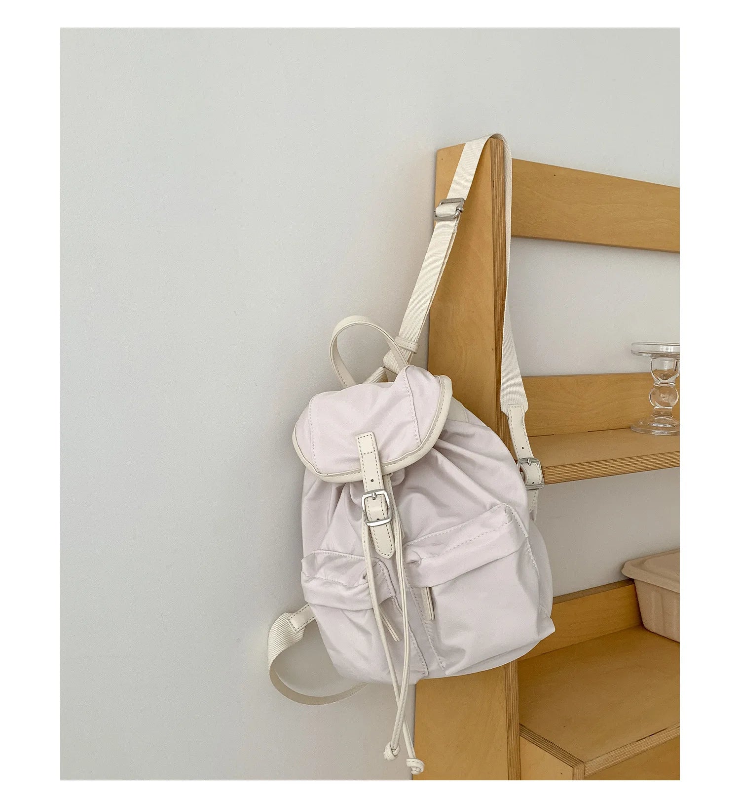 Cyflymder  Vintage Simple Fashion All Match Backpack Casual Nylon Drawstring Women Schoolbags Pleated Y2k Aesthetic Backpacks for Students