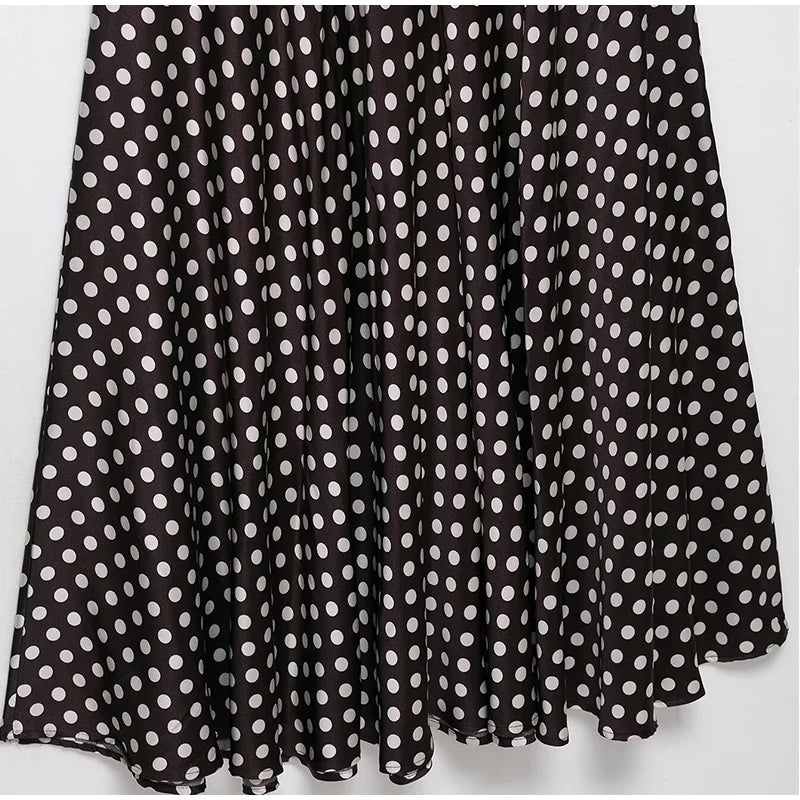 Cyflymder  Polka Dot Halter Backless Long Dress Women Off Shoulder V-neck Scarf Sexy Sleeveless Dresses 2025 Summer Street Holiday Robe