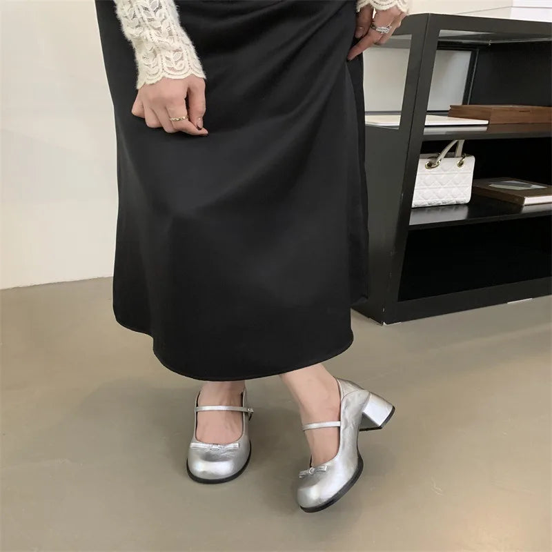 Cyflymder  Women's Shoes Silver Sandals Ladies Branded Pumps Mary Jane 2025 Casual Heels Round Toe Basketball Platform African Fashion Leat