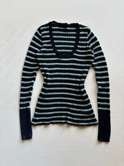 Cyflymder   Whimsical Striped Y2K Cute Women Sweater Playful Dainty Cheery Female Knitwear Coquette Minimalist Lovely Winter Sweet Pullover