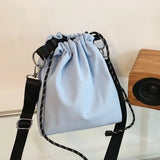 Cyflymder Fashion Women Handbags Waterproof Nylon Shoulder Bags Large Capacity Crossbody Bags for Women Portable Drawstring Bucket Bag