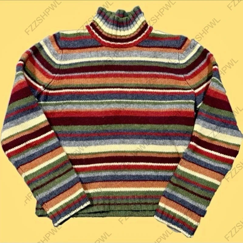 Cyflymder  Knitwear Pullovers Women Colorful Autumn Winter American Style O-neck Casual Mujer Fashion Knitted Korean Aesthetics Sweater Top