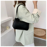 Cyflymder New PU Leather Women's Handbags Solid color Underarm Bag Fashion Armpit Shoulder Bag Simple Design Girls Small Shoulder Bags