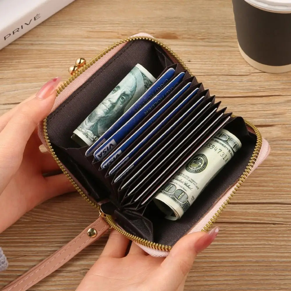 Cyflymder Women Short Wallets Female Short Hasp Coin Purses Ladies Portable PU Leather Money Bag Large Capacity Card Holders Clutch