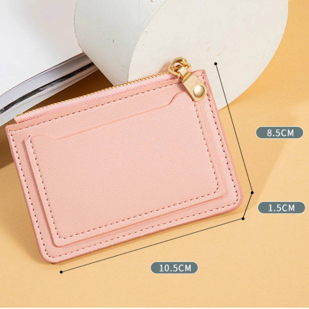 Cyflymder 1PC Ultra-Thin Women Men Credit ID Card Holder PU Leather Zipper Fashion Small Wallet Money Bag Case Coin Purse Clip Organizer