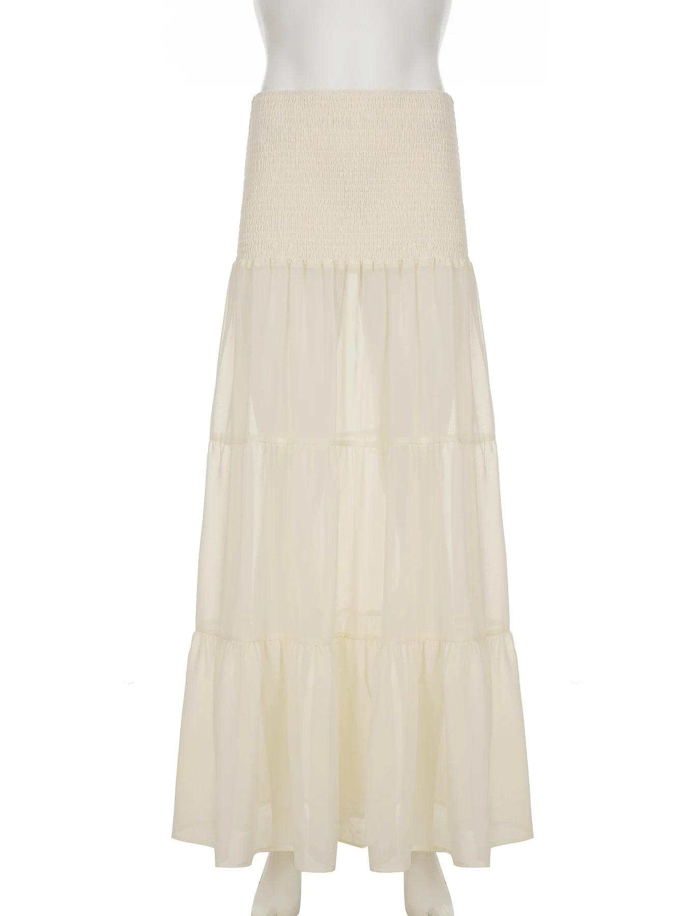 Cyflymder  Holiday Solid Lace Skirts See Through Casual Slim Mid-Waisted Maxi Skirts Women 2025 Summer Fashion Streetwear Ladies