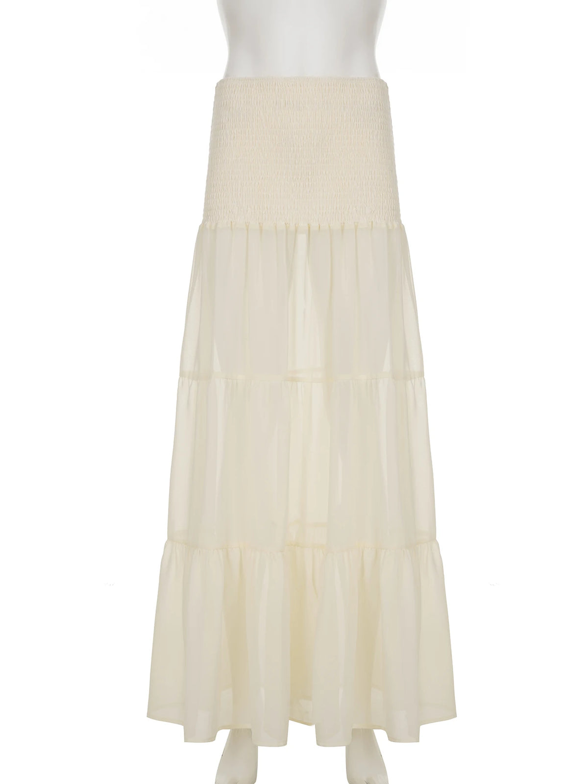 Cyflymder  Holiday Solid Lace Skirts See Through Casual Slim Mid-Waisted Maxi Skirts Women 2025 Summer Fashion Streetwear Ladies