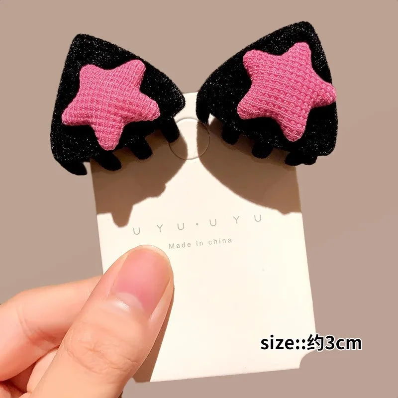 Cyflymder 2pcs Velvet Heart Hair Side Clips Claw Hairpin Sweet Bangs Barrettes Women Girls Hair Styling Headwear Hair Accessories Ornement