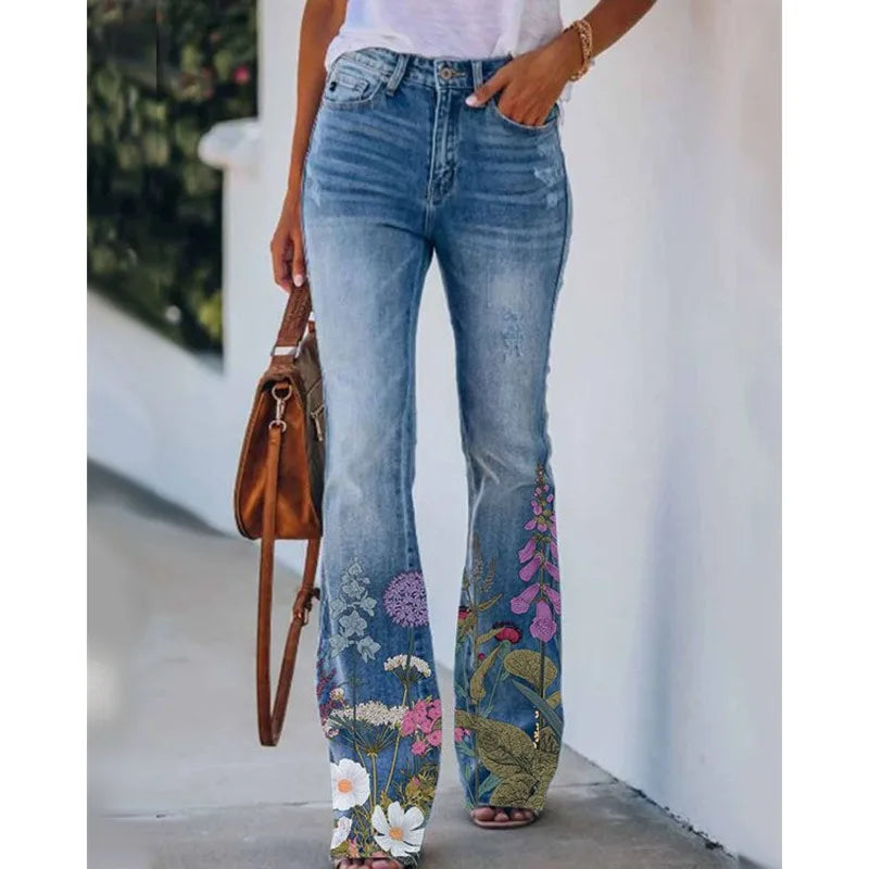 Cyflymder  New Arrival European American Plus Size Women Casual Pants Floral Print Thin Long Trousers Fashion Comfortable Loose Fit Summer