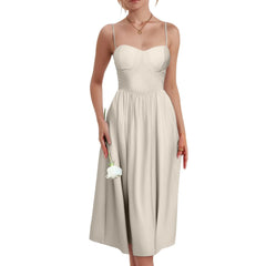 Cyflymder  Women Elegant Prom Dress Spaghetti Strap Lace Up Backless High Waist Evening Party Dress Sleeveless Solid Cocktail Vestidos