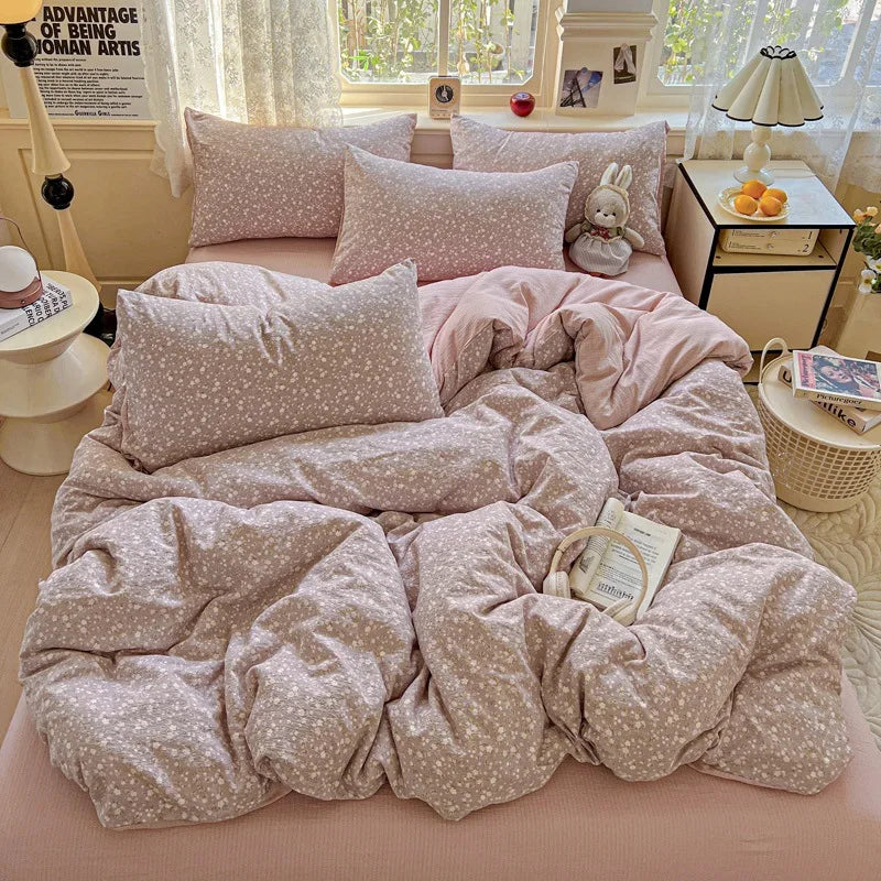 Cyflymder  Nordic Style Small Floral Print Bedding Sets Ultra Soft Breathable Single Queen Bedclothes Comforter Set for All Seasons